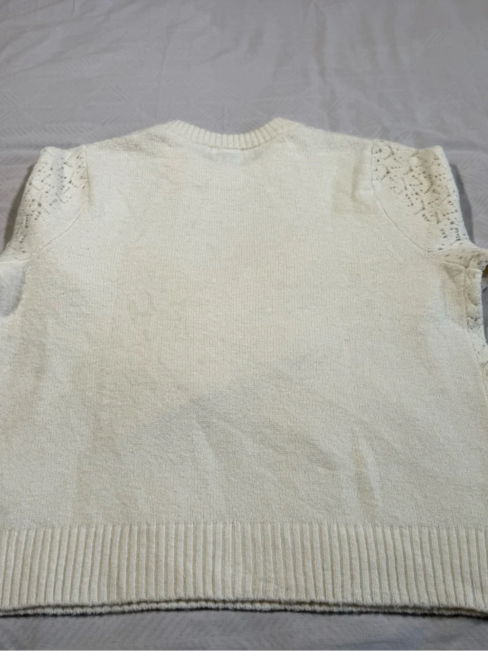 Universal Thread Women's Cream Openwork Knit Crewneck Sweater